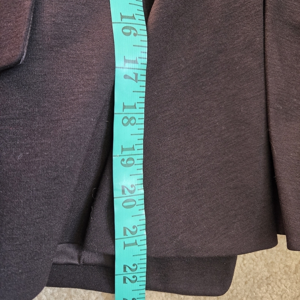 GUESS BY MARCIANO Black Fitted Blazer with Genuine Leather Sleeves, Back Ruffle. - Picture 15 of 15
